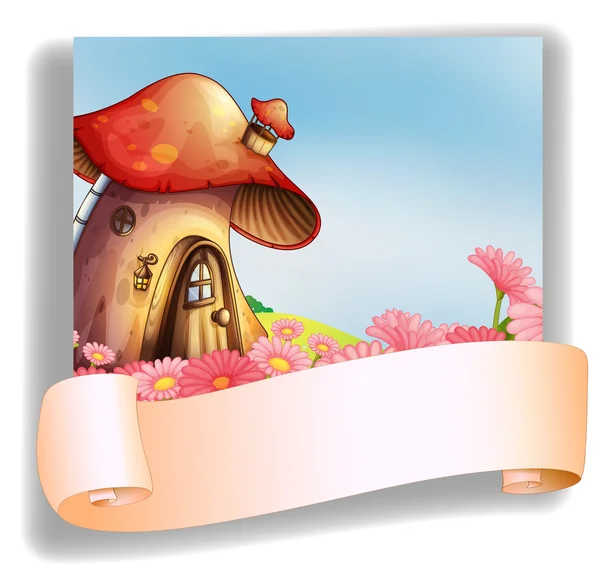 En svamp hus med en skyltning — Stock vektor