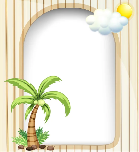 Eine leere Vorlage mit einem Kokosnussbaum — Stockvektor