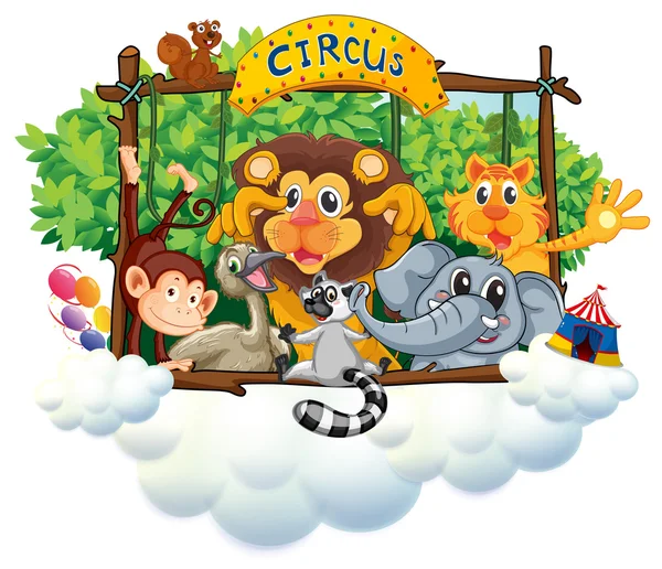 Animais diferentes no circo — Vetor de Stock