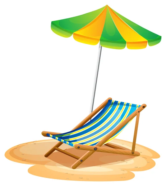 Un banc avec un parapluie d'été — Image vectorielle