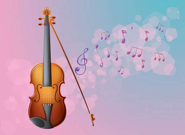 Een briefpapier met een viool en muzieknoten — Stockvector