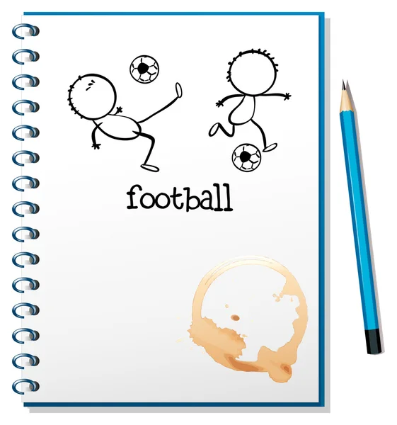 Bir defter ile futbol tasarım — Stok Vektör