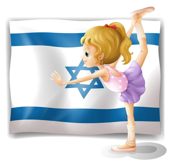Gimnastyk przed flagą Izraela — Wektor stockowy