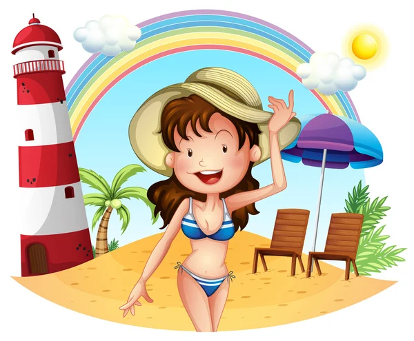 Una chica disfrutando del verano — Vector de stock