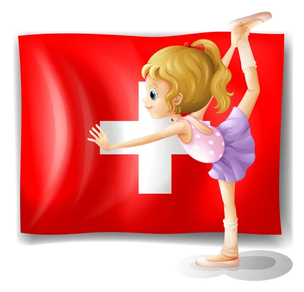 The flag of Switzerland and the young ballet dancer — Stock Vector