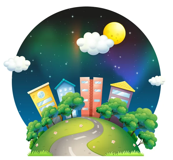 A city with tall buildings and trees — Stock Illustration A city with tall buildings and trees Stock Illustration