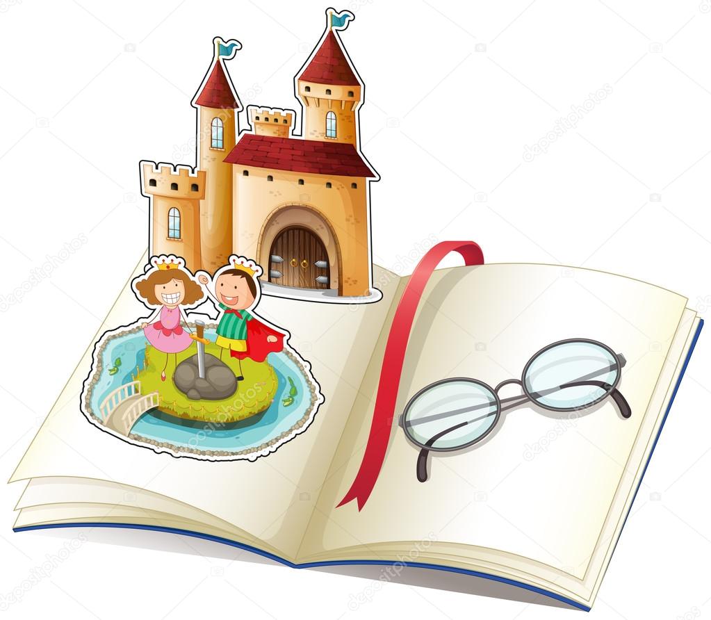 A book with a castle and a reading glasses