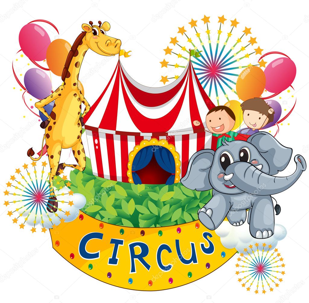 A circus show with kids and animals