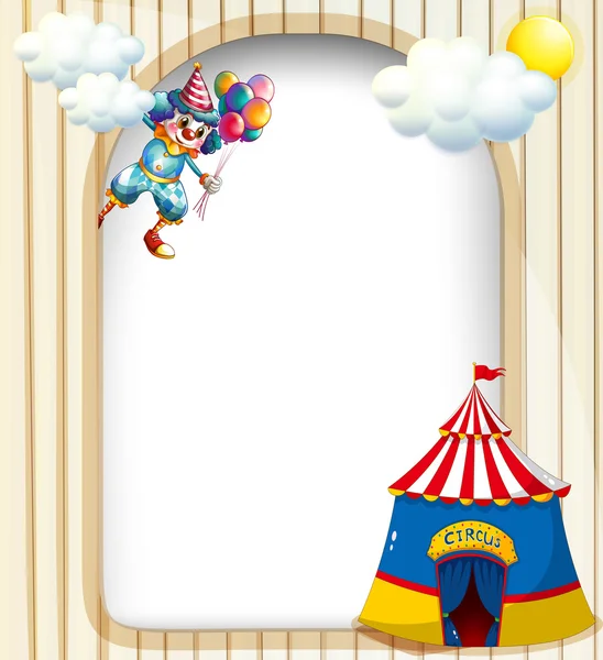 A template with a clown and a circus tent — Stock Vector