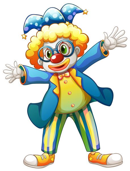 A clown with a colorful costume