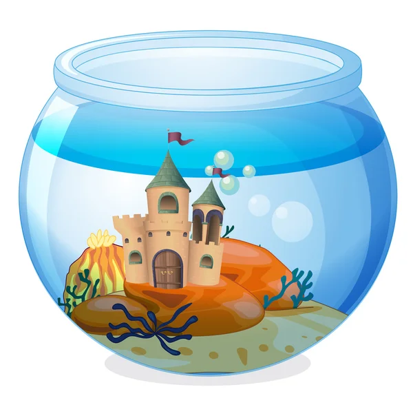 A castle inside the aquarium — Stock Vector