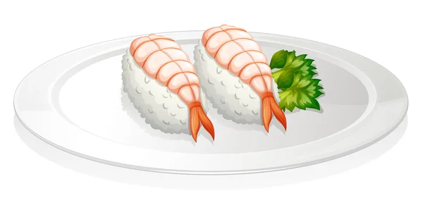 Sushi in a round plate — Stock Vector