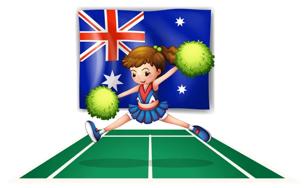 The flag of Australia with a young cheerdancer — Stock Vector