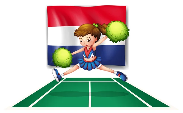 The flag of Netherlands and the young cheerdancer — Stock Vector