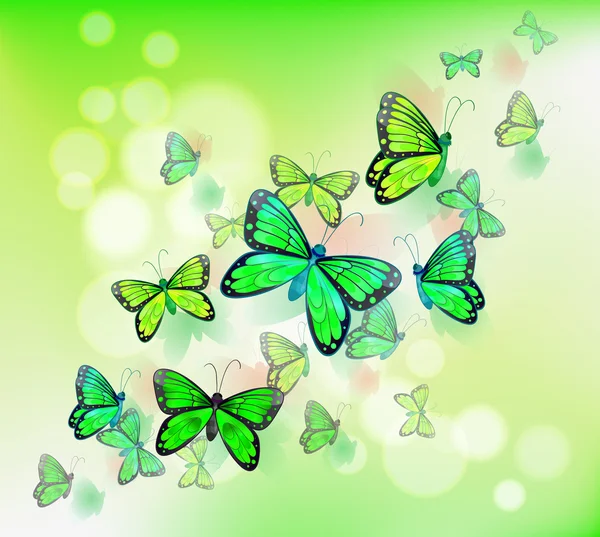 一群绿色的蝴蝶 — 图库矢量图片