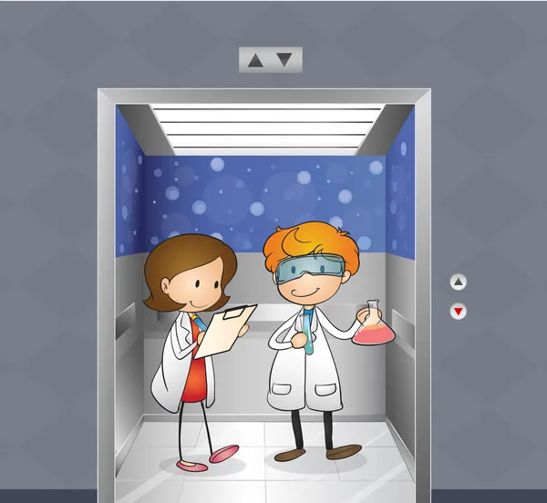 Два врача в лифте — стоковый вектор