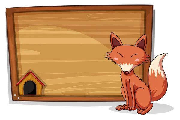 Uma raposa ao lado de um tabuleiro vazio — Vetor de Stock