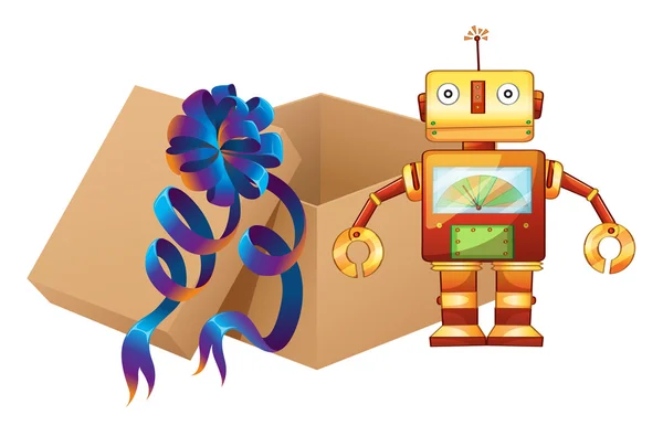 ロボットとボックス — ストックベクタ