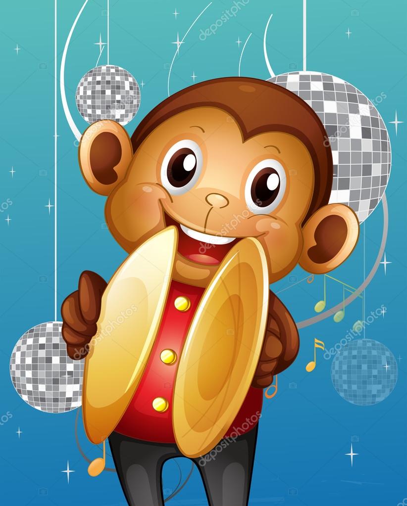 A Monkey With Cymbals In A Disco House Stock Vector
