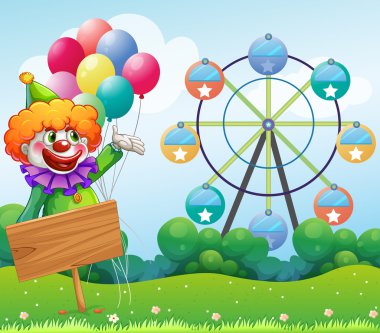 Palyaço balon arka tarafında boş bir yönetim kurulu