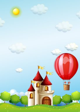 iki erkek bir sıcak hava balonu sürme castle yakınındaki oteller