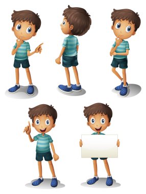 A young boy in different positions