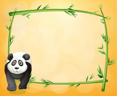 boş bir ileti örneği ile bir bambu kare ve bir panda