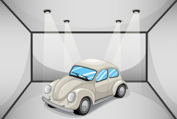 Une voiture grise à l'intérieur du garage attaché — Image vectorielle