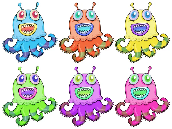 Different colors of an octopus toy — Stock Vector