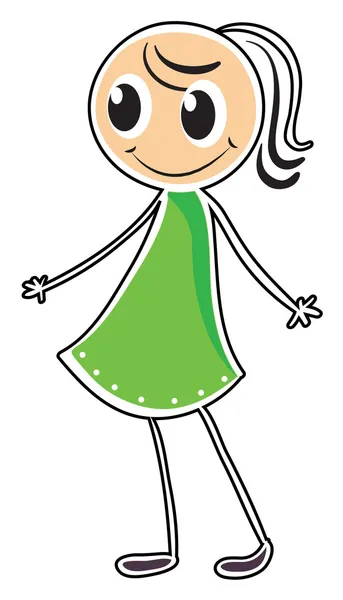 Una dama con un vestido verde — Vector de stock