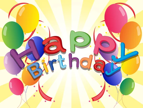 Zadowolony urodziny pozdrowienia z balonów i konfetti — Wektor stockowy