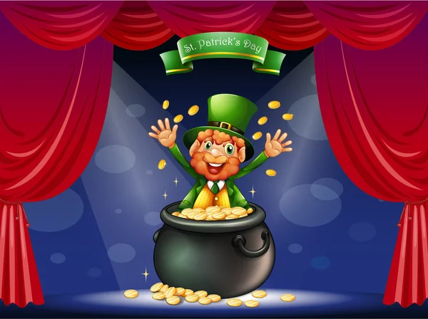 A man in a pot at the center of the stage — Stock Vector