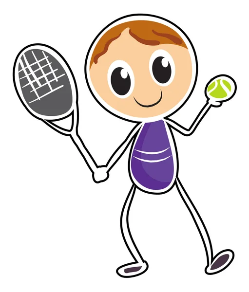 Een schets van een jongen met tennis — Stockvector