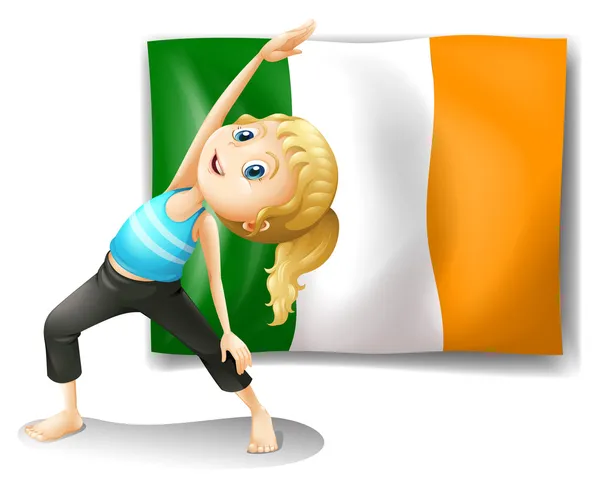 Une fille et le drapeau de l'Irlande — Image vectorielle