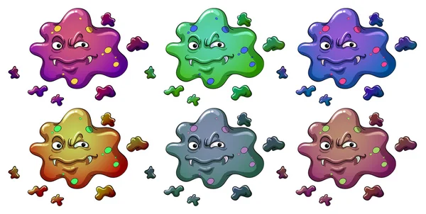 Seis monstruos parecidos a bacterias — Vector de stock