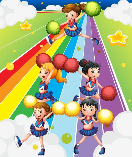 A cheering squad at the colorful street — Stock Vector