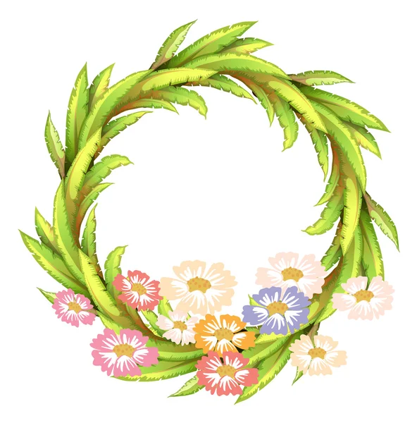 Кругла рамка з різнокольоровими квітами — стоковий вектор