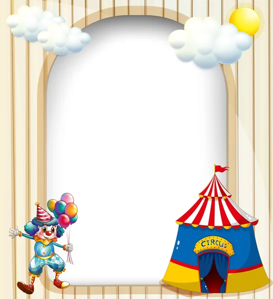 An empty template with a circus tent and a male clown — Stock Vector