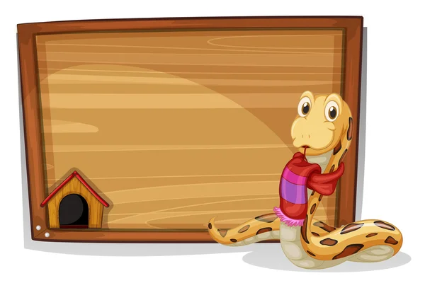 Uma tábua vazia de madeira com uma cobra —  Vetores de Stock