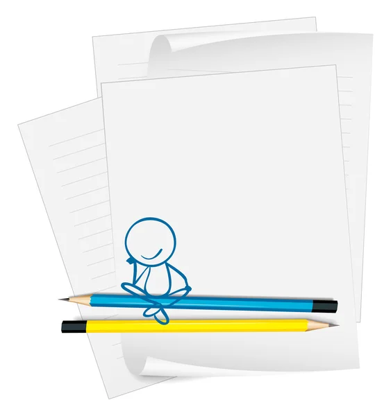 Un papier avec un dessin d'un garçon assis — Image vectorielle
