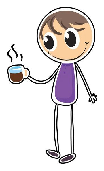 Een jongen met een kop warme thee — Stockvector