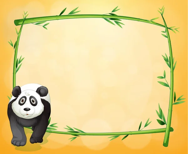 An empty stationery with a bamboo frame and a panda — Stock Vector