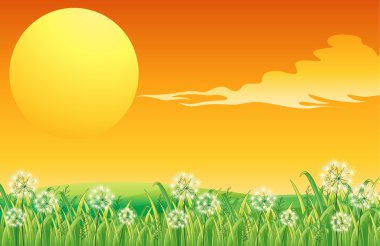 A sunset scenery and the peacful hilltop clipart
