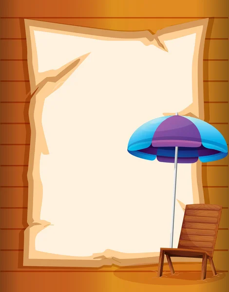 Una carta con una sedia a sdraio e ombrellone — Vettoriale Stock