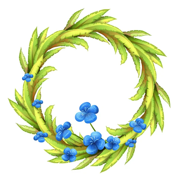 Une bordure ronde avec des fleurs bleues — Image vectorielle