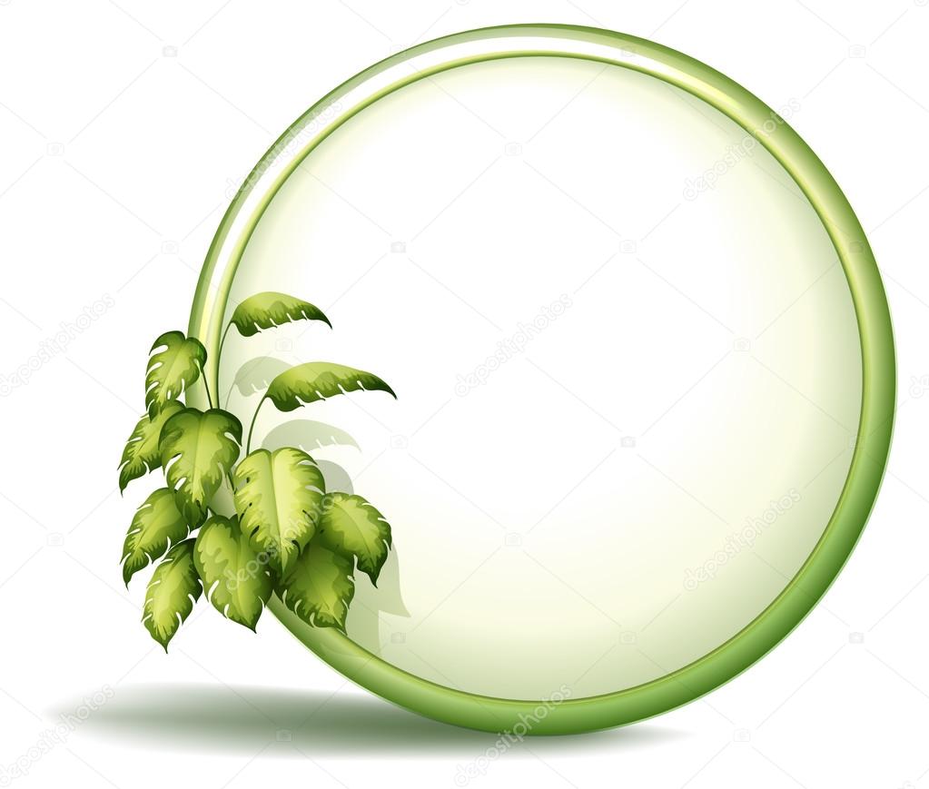 A round empty template with plants