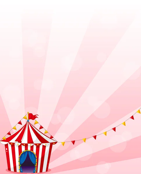 Uma tenda de circo vermelho com bandeiras — Vetor de Stock