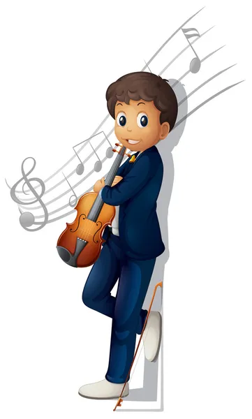 Musicien avec violon et notes de musique — Image vectorielle