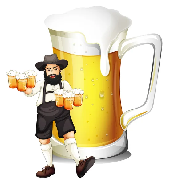 Un hombre con un vaso lleno de cerveza — Vector de stock