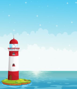 denizin ortasında bir deniz feneri
